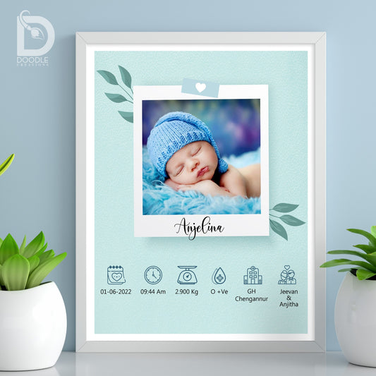 Baby birth detail frame - Floral 30
