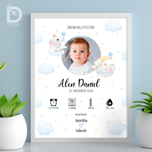 Baby birth detail frame - Floral 32